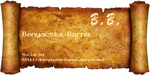 Benyacska Barna névjegykártya